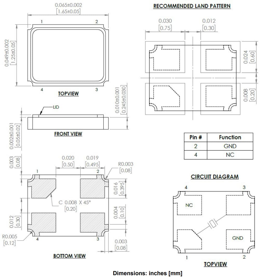 Mechanical Drawing - Abracon ABM12N Quartz Crystals